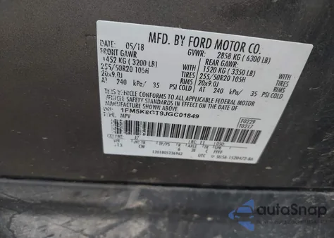 2018 Ford Explorer Sport из США, поврежденный, VIN 1FM5K8GT9JGC01849